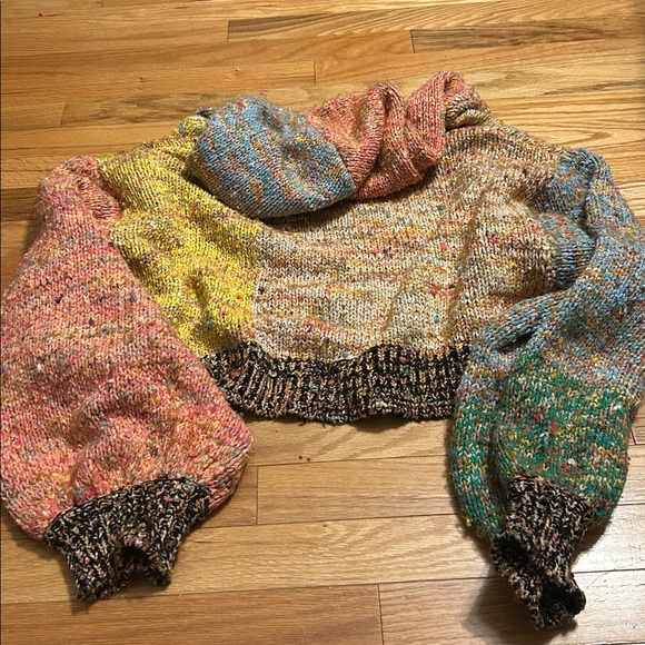 Free People Vibe Check Rainbow Multicolor Hoodie. Hooded knit cardigan. Small - Picture 5 of 10